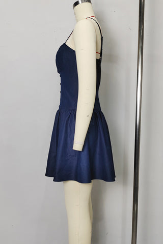 Buttoned Denim Fit-and-Flare Dress