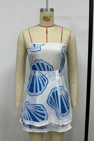 Shell Print Strapless Mini Dress
