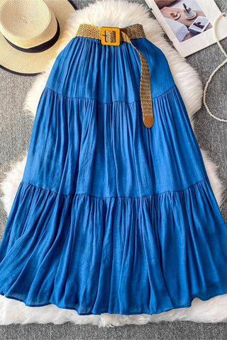 Tiered Maxi Skirt with Belt