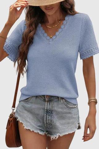 Lace-Trim V-Neck T-Shirt