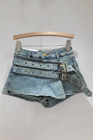 Belted High-Waist Casual Shorts