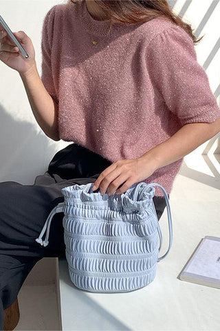 Gathered Tote Bag with Long Handles