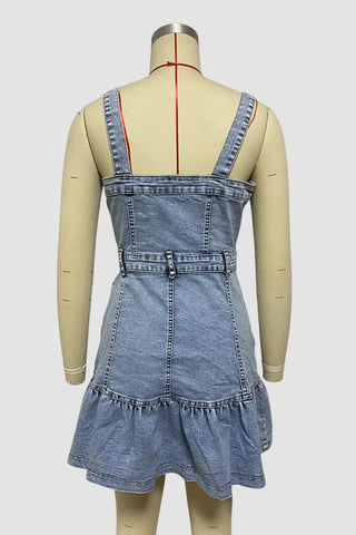 Button-Front Casual Denim Dress
