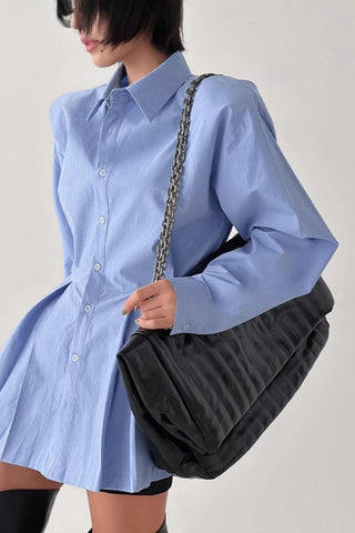 Pleated Button-Front Blouse