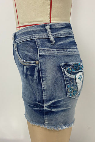 Floral Denim Shorts