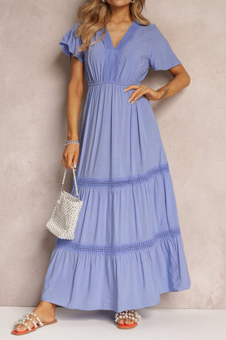 Flowy V-Neck Casual Maxi Dress