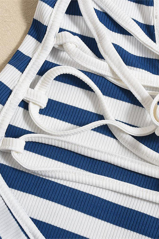 Striped Halter Neck Romper