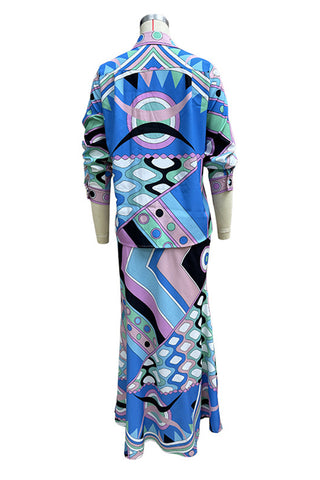 Geometric Pattern Skirt Set
