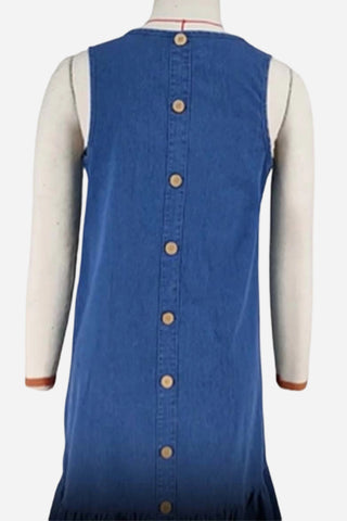 Button-Back Denim Dress