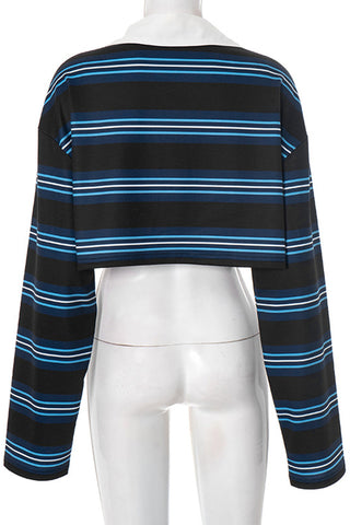 Striped Cropped Polo Shirt