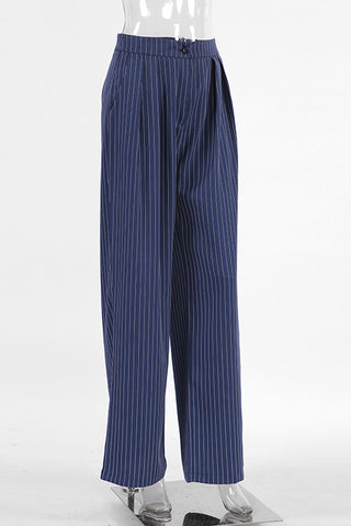 Pinstripe Wide-Leg Pants