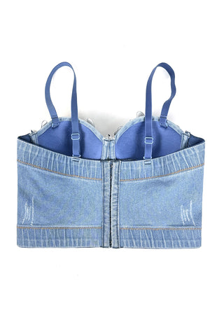 Floral Applique Denim Tank Top