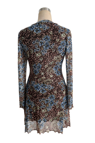 Floral and Leopard Print Casual Dress