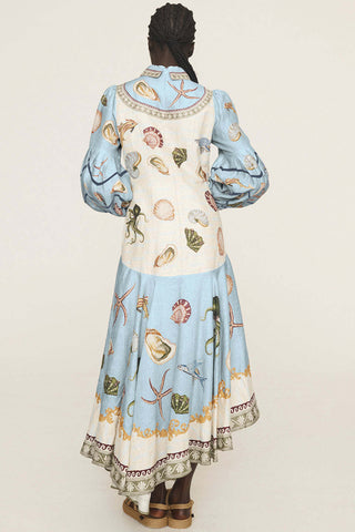 Ocean-Inspired Print Casual Dress