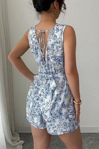 Floral Print Sleeveless Romper