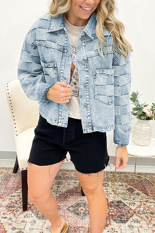 Casual Checker Denim Jacket
