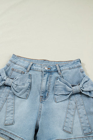 Stylish Bow-Detail Denim Shorts