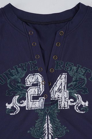 Button-Front Graphic Long-Sleeve Shirt