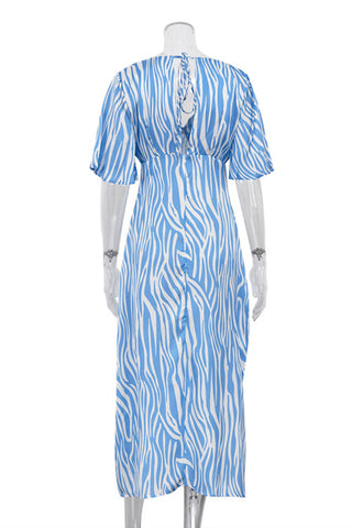 Flowing Zebra Print Casual Dress