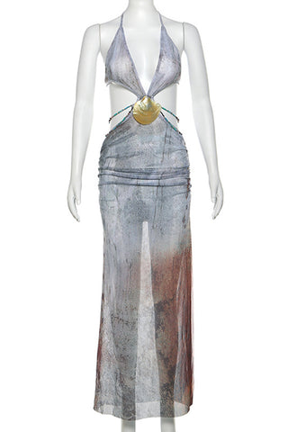 Halter Cut-Out Casual Maxi Dress