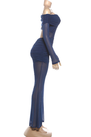 Off-Shoulder Sheer Panel Jumpsuit