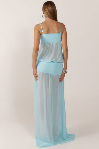 Layered Peplum Maxi Dress