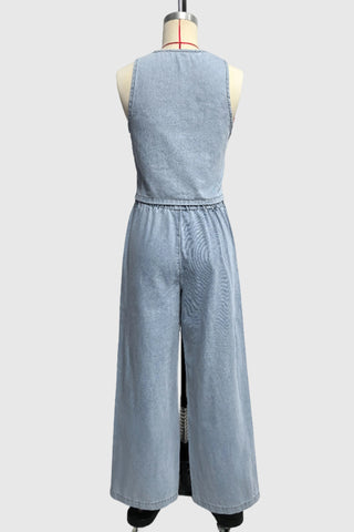 Tie-Front Sleeveless Pants Set