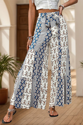 Wide-Leg Casual Pants with Tie Detail