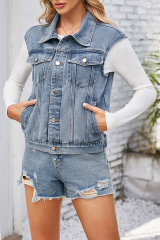 Button-Front Denim Vest