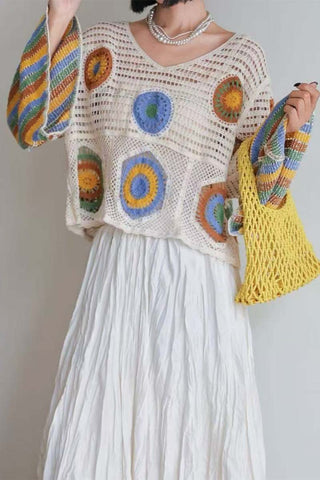 Crochet Patterned Sweater Ensemble