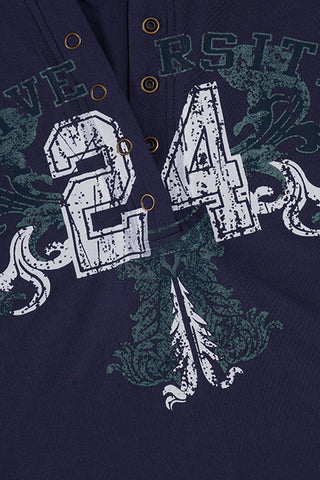 Button-Front Graphic Long-Sleeve Shirt