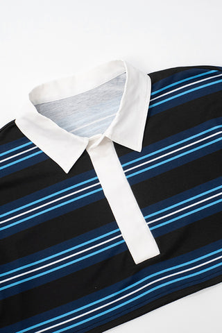 Striped Cropped Polo Shirt