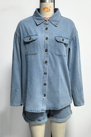 Button-Up Casual Short Set