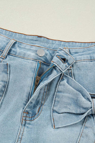 Stylish Bow-Detail Denim Shorts