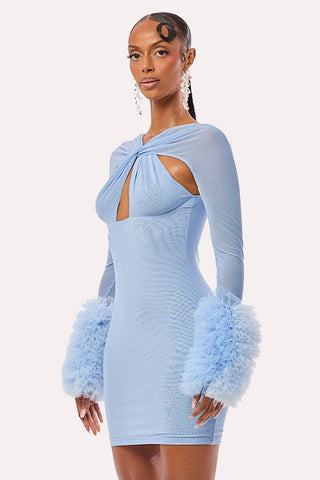 Twist-Front Long Sleeve Dress