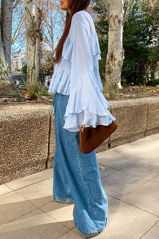 Ruffled High-Neck Blouse