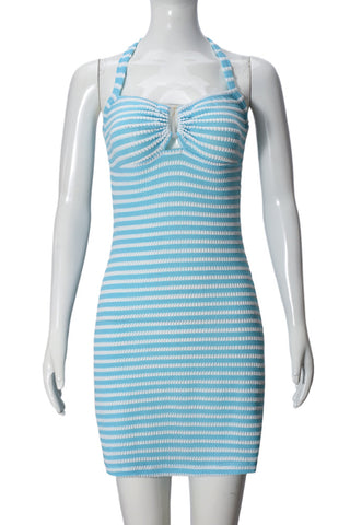 Striped Halter Casual Dress