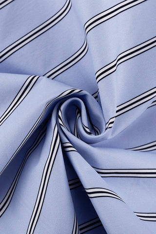 Striped Belted Skirt Set with Long Sleeves