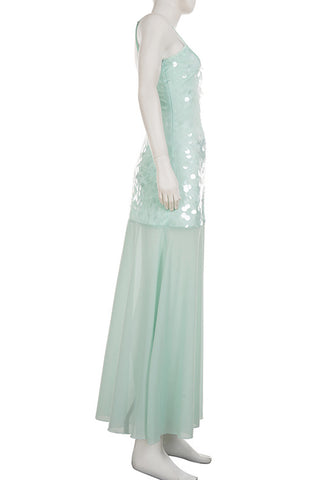 Sequined Overlay Evening Dress