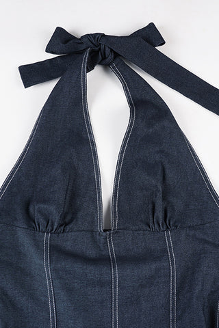 Halter Neck Denim Dress