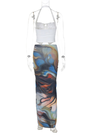Artistic Halter Skirt Set