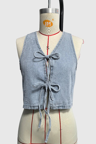 Tie-Front Sleeveless Pants Set
