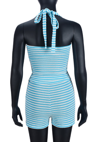 Striped Halter Top and Shorts Set