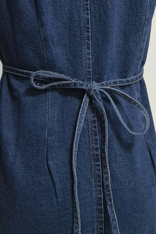 Button-Front Denim Mini Dress