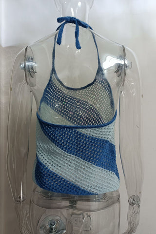 Sequin Mesh Halter Tank Top