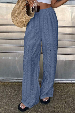 Eyelet Wide-Leg Beach Pants