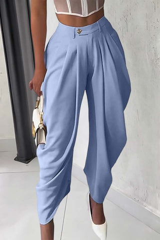 High-Waist Pleated Casual Pants