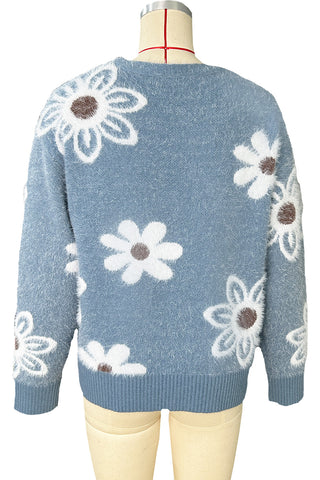 Floral Button-Up Cardigan Sweater