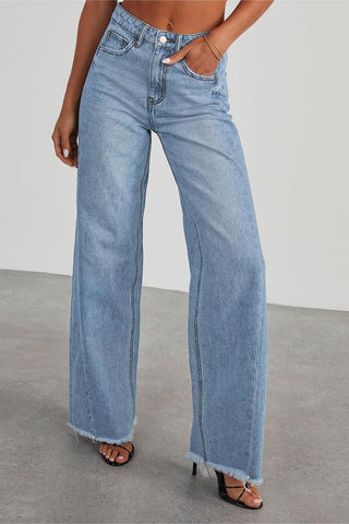 High-Waisted Straight-Leg Jeans