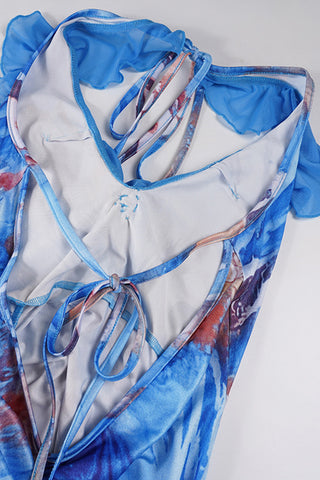 Halter Neck Ruffle Casual Dress